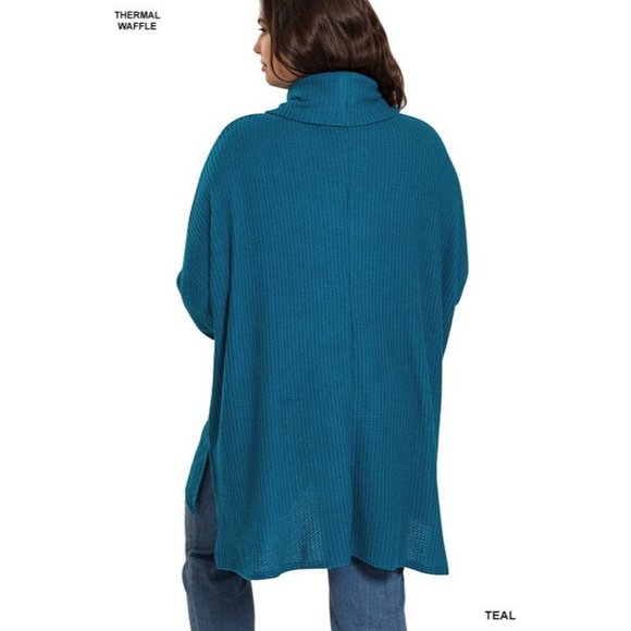 Plus Oversized Side Slit Cowl Neck Sweater - Picture 4 of 4